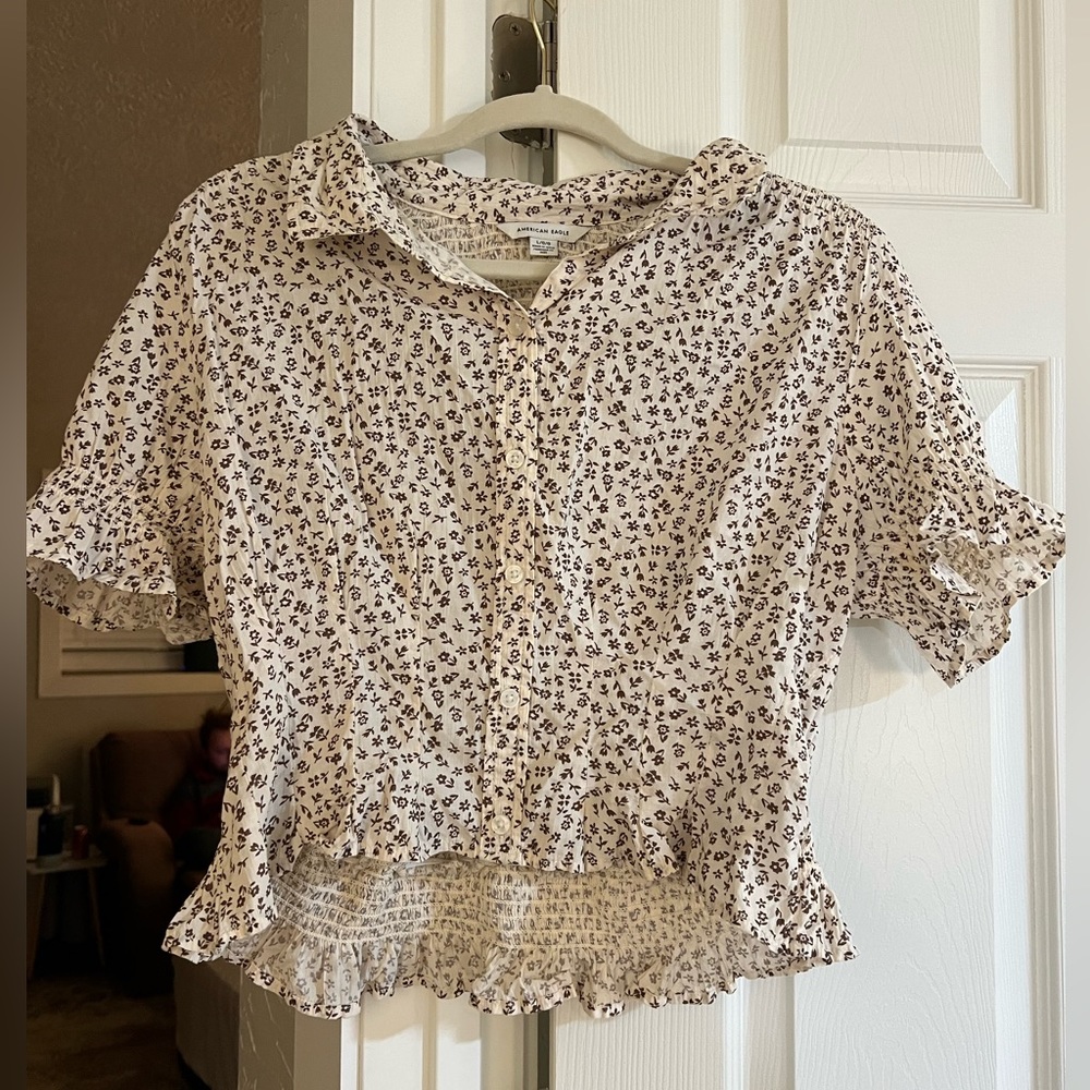 American Eagle Button-Front Blouse Size L